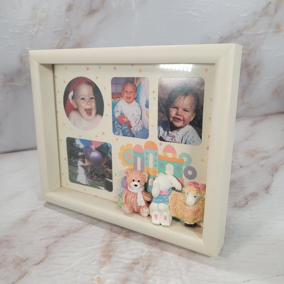 Vintage Mervyns Wooden Photo Frame w/ Poly Animal Attachments Children B… - Picture 3 of 7